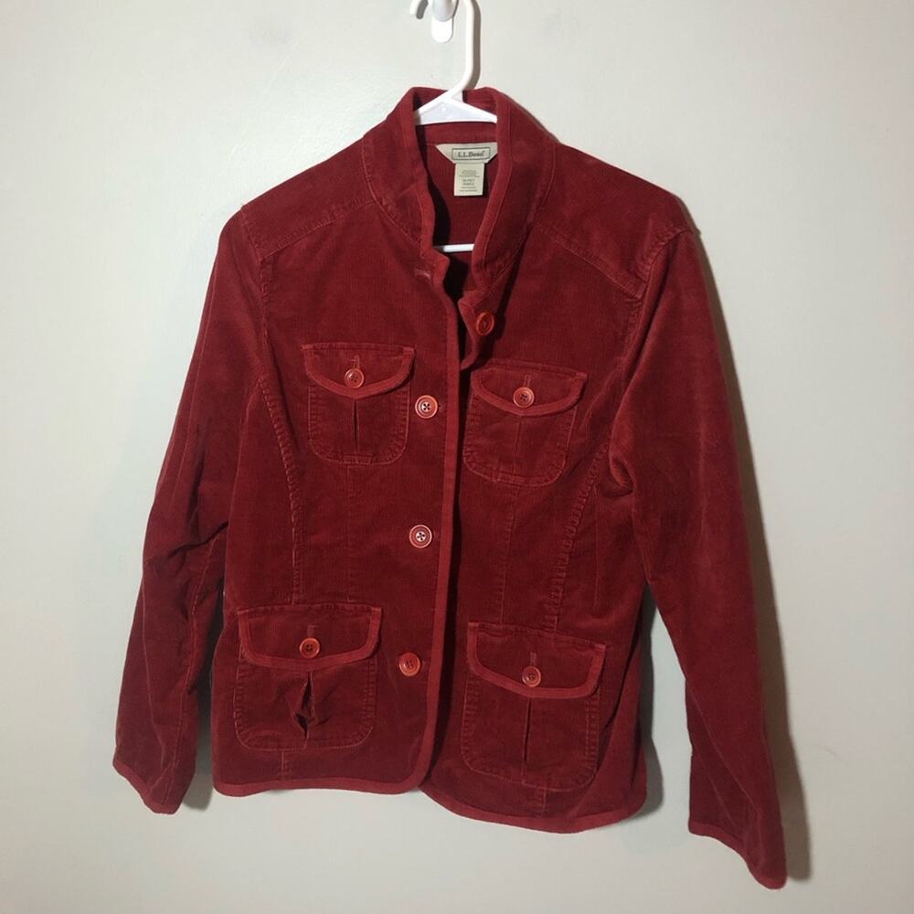 LL bean fine wale corduroy rust red button up jacket blazer women M petite 0KMV2
